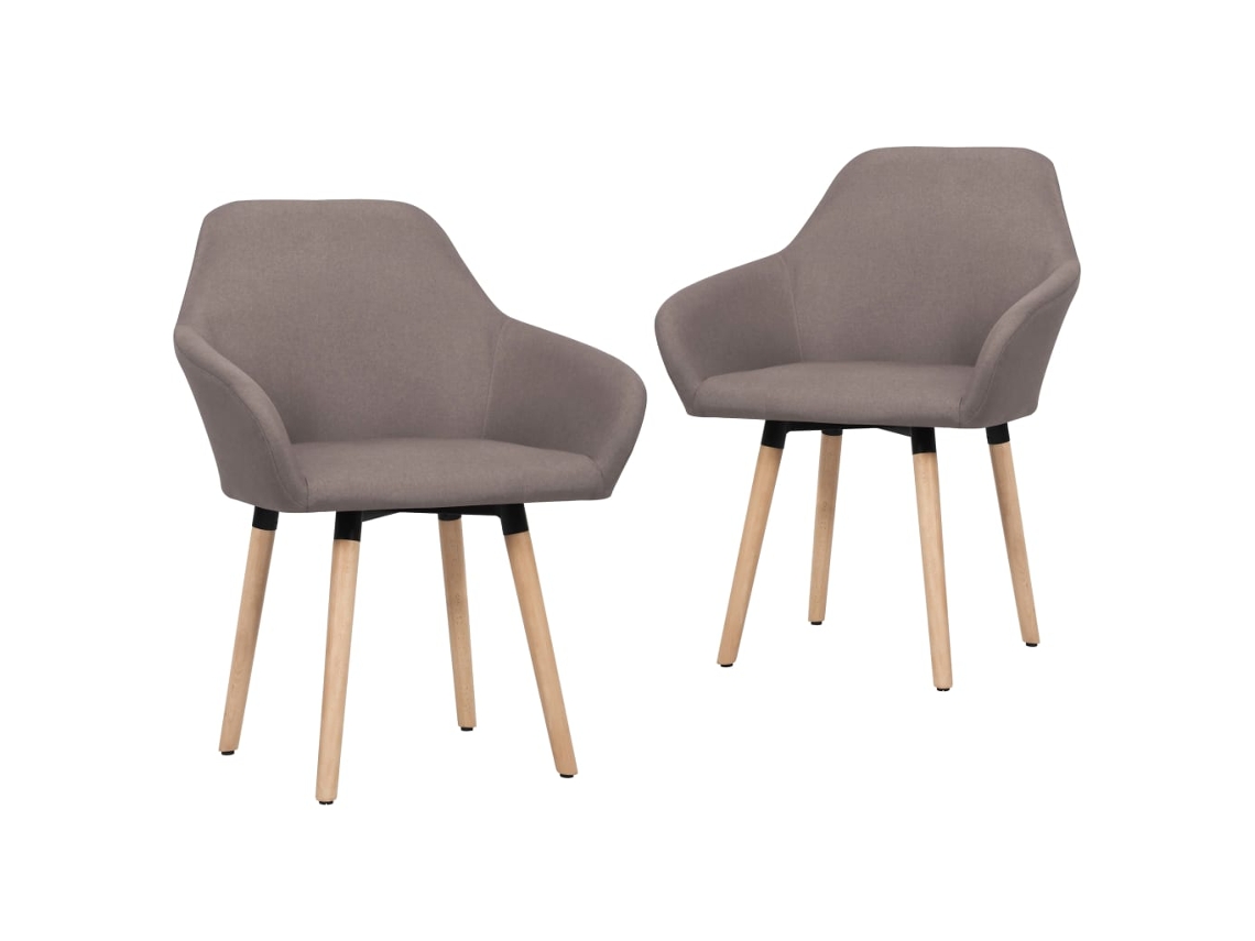 Vidaxl Cadeiras De Jantar 2 Pcs Tecido Cinzento-acastanhado