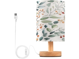 Luminária De Mesa Skyshu Pequena Folha Verde Usb Com Base Madeira Antiderrapante E Abajur Que Não Agride Os Olhos Ideal