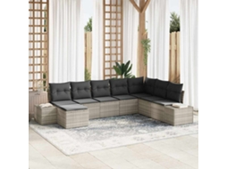 Vidaxl Conjunto De Sofá De Jardim 8 Unid. Cinzento-claro Vime Pe