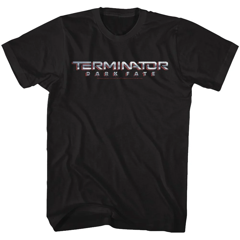 Rockinstone Terminator Dark Fate Dark Fate Chrome Logo Black Adult T-shirt Size:xxl