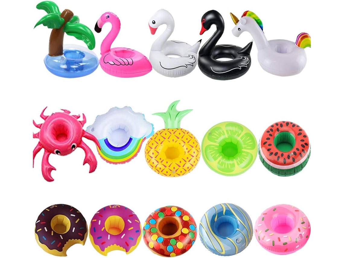 Porta copos infláveis, pacote com 15, flamingo AQUAFORGE