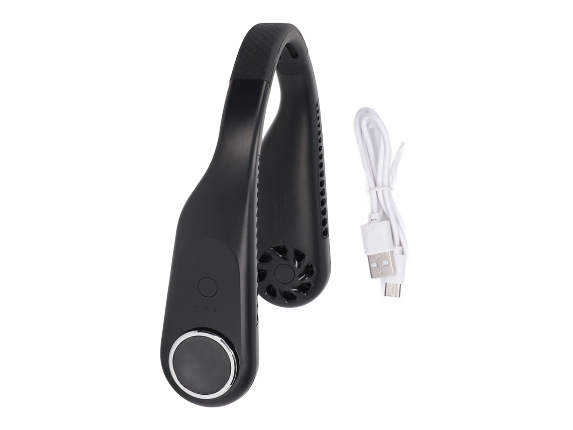 Ventilador de Pescoço 3 Modos Bateria 3600mah Usb Preto