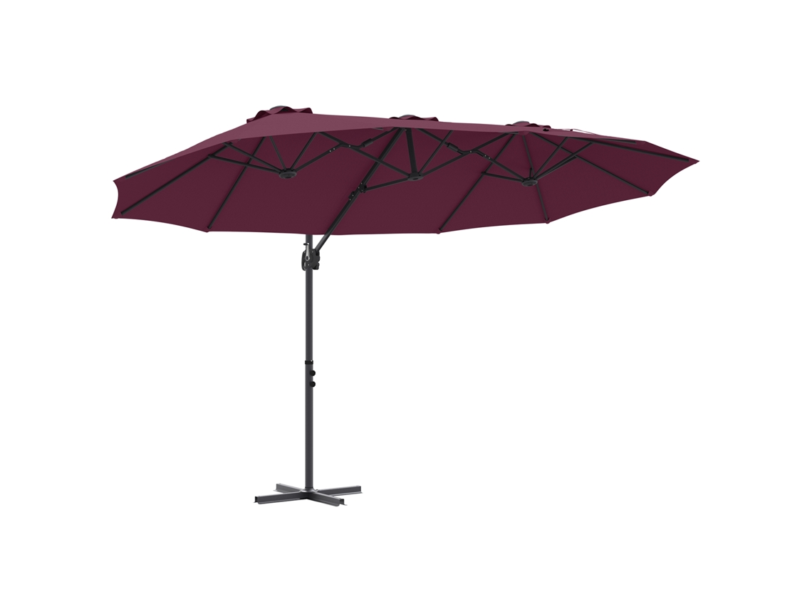 Conjunto 1 Parasol Outdoor Vidaxl Vermelho Poliéster (372 X 198 X 243 Cm)