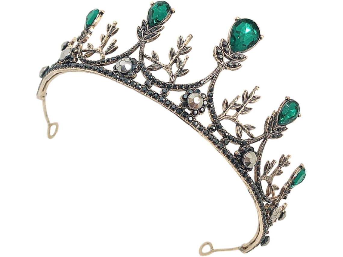 Coroa retrô com liga metálica decorada com strass para cabelo, acessório elegante.
