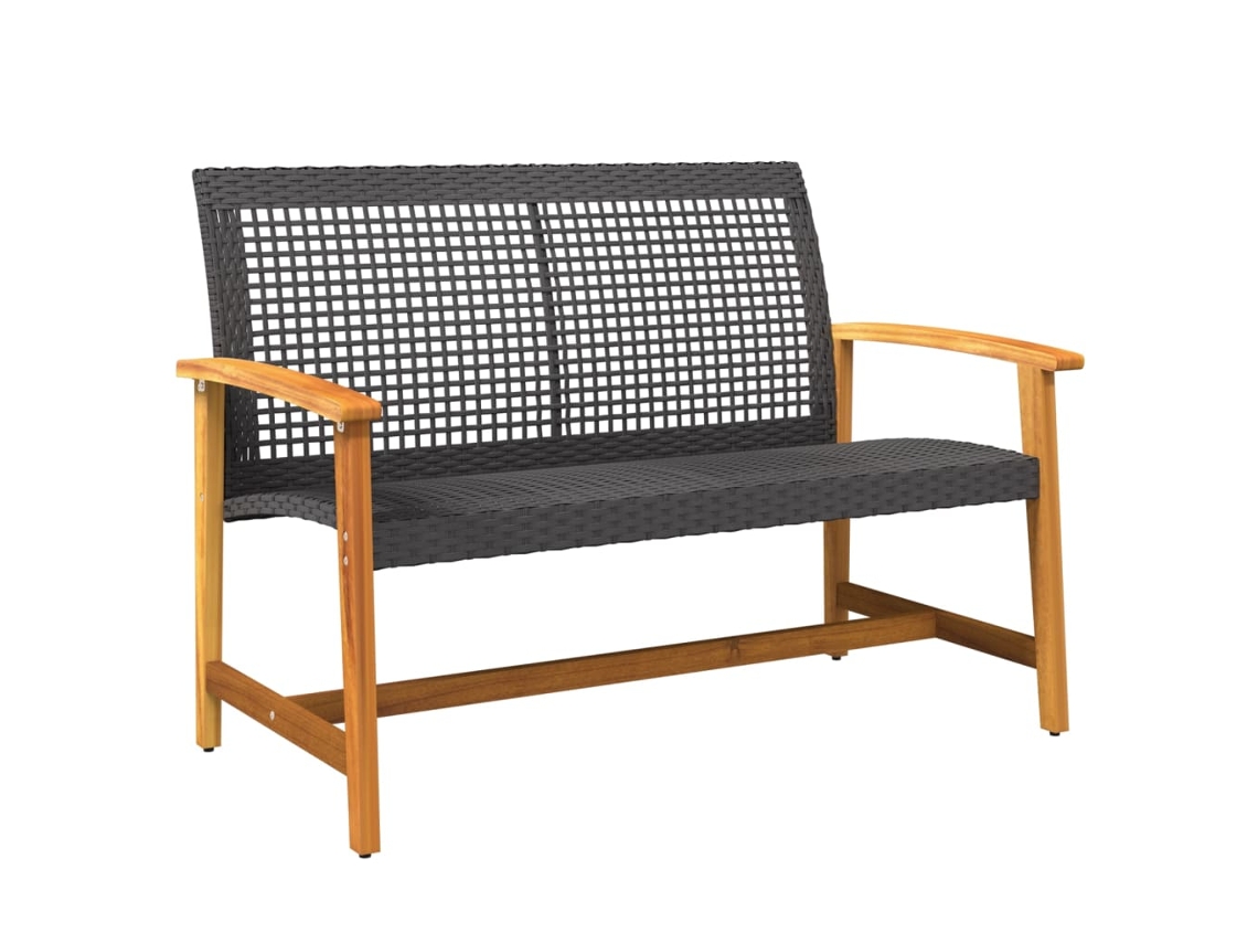 Banco de jardim VIDAXL Preto rattan poli (112x64x80 cm)