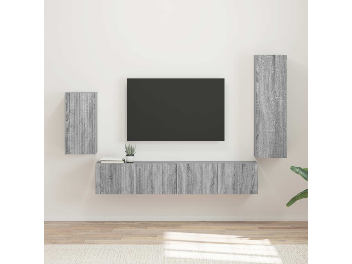 Vidaxl Conjunto De Móvel De Tv 4 Unid. Cinza Sonoma