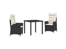 Conjunto 2 Vidaxl Preto Rattan Pe Médio Braços Ajustáveis