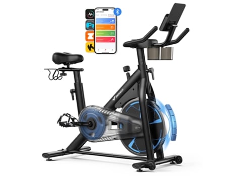 Bicicleta Giratória Magnética Merach, 8 Níveis, Silenciosa, LCD, Selim Confortável, Guiador E Selim Ajustáveis, 120kg Max