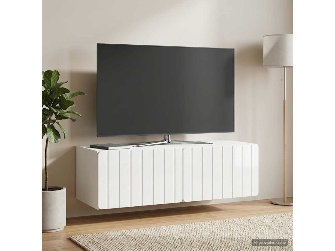 Vidaxl Gabinete De Tv De Parede 98 X 41 X 30 Cm Branco Brilhante