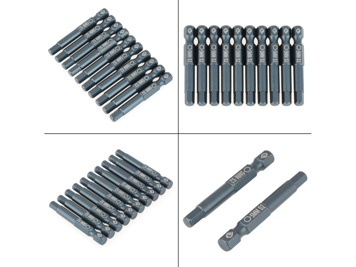 Conjunto De 10 Brocas De Parafusadeira De Cabeça Hexagonal H6.3*50mm, Cabo De 1/4 Polegada, Aço Liga S2