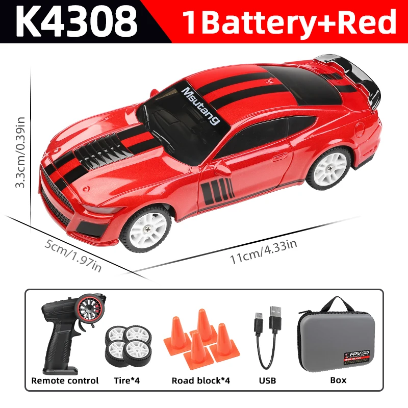 (vermelho)1:43, 2.4g Rc Drift Racing Com Luz Led, 4 Drives Giroscópio Alta Velocidade Rtr Rc Carro Brinquedo