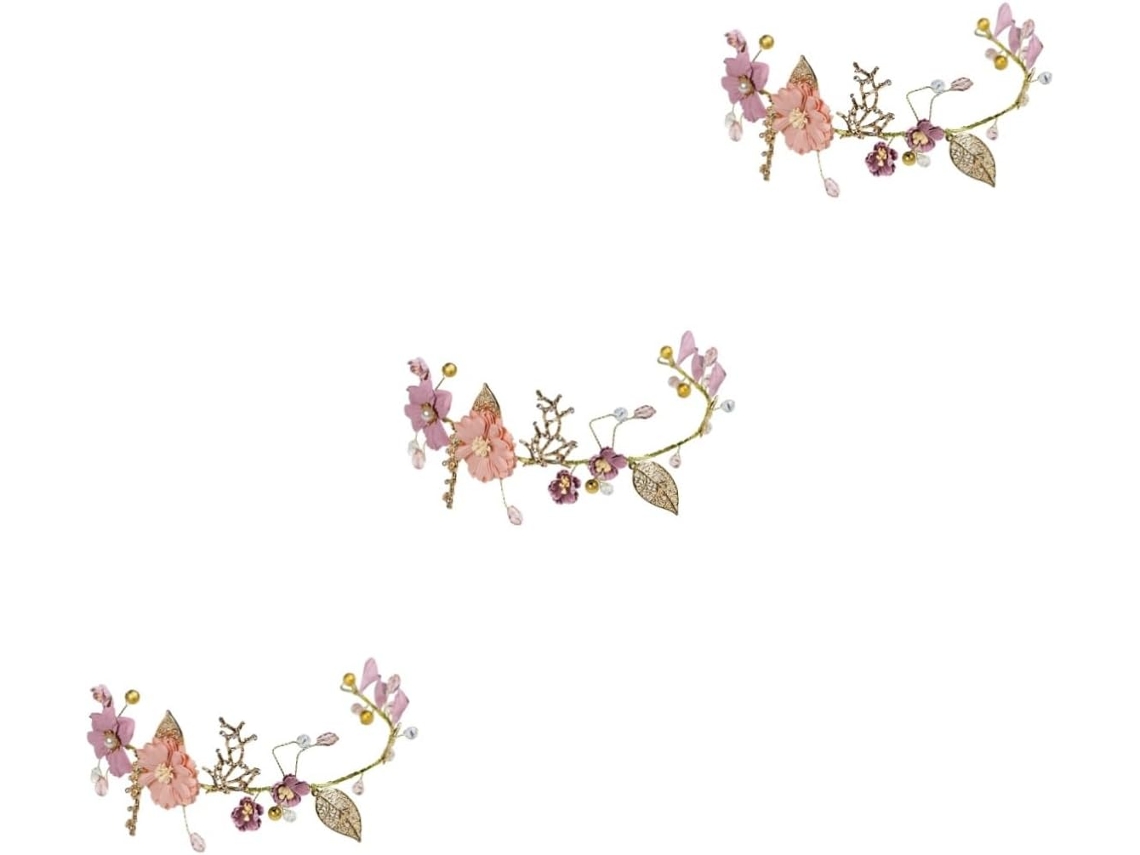 Tiara De Casamento De 3 Peças, Acessório De Cabeça Bifurcado, Dourado, Roxo E Malva.