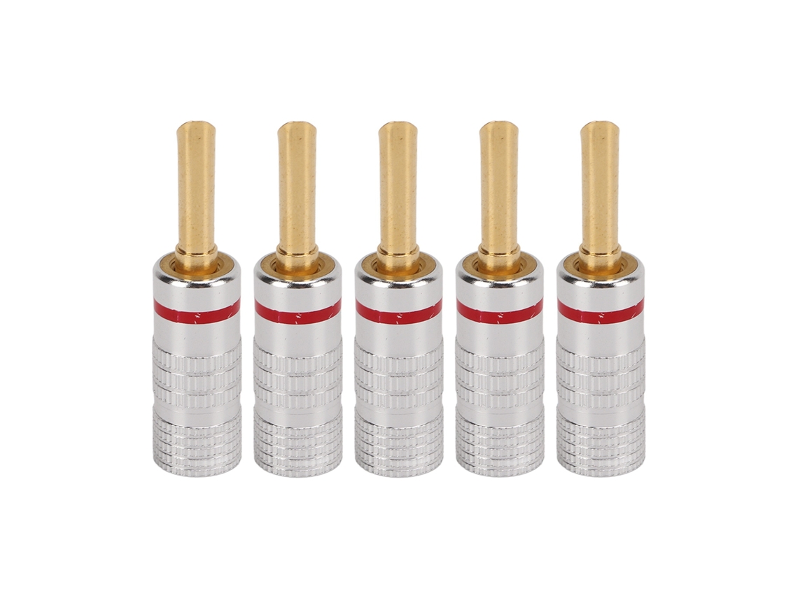 Conectores Banana, 4mm, Ouro 24k, Para Cabo Difusor, Vermelho Zsanfs