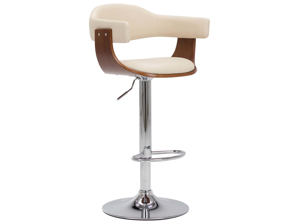 Bancos de Bar 2 Pcs Madeira Curvada e Couro Artificial Creme MAISON EXCLUSIVE