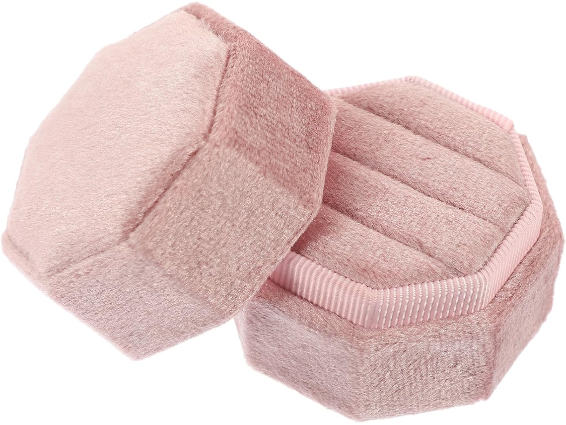 Caixa De Anel Rosa Em Flanela Abs Para Anéis E Pingentes.