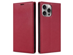 Capa Para Iphone 14 Pro Max Pele Sintética Magnética Vermelho