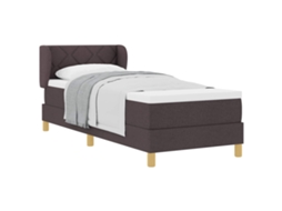 Cama Box com Cabeceira Marrom Escuro 80x200 cm Tecido MAISON EXCLUSIVE