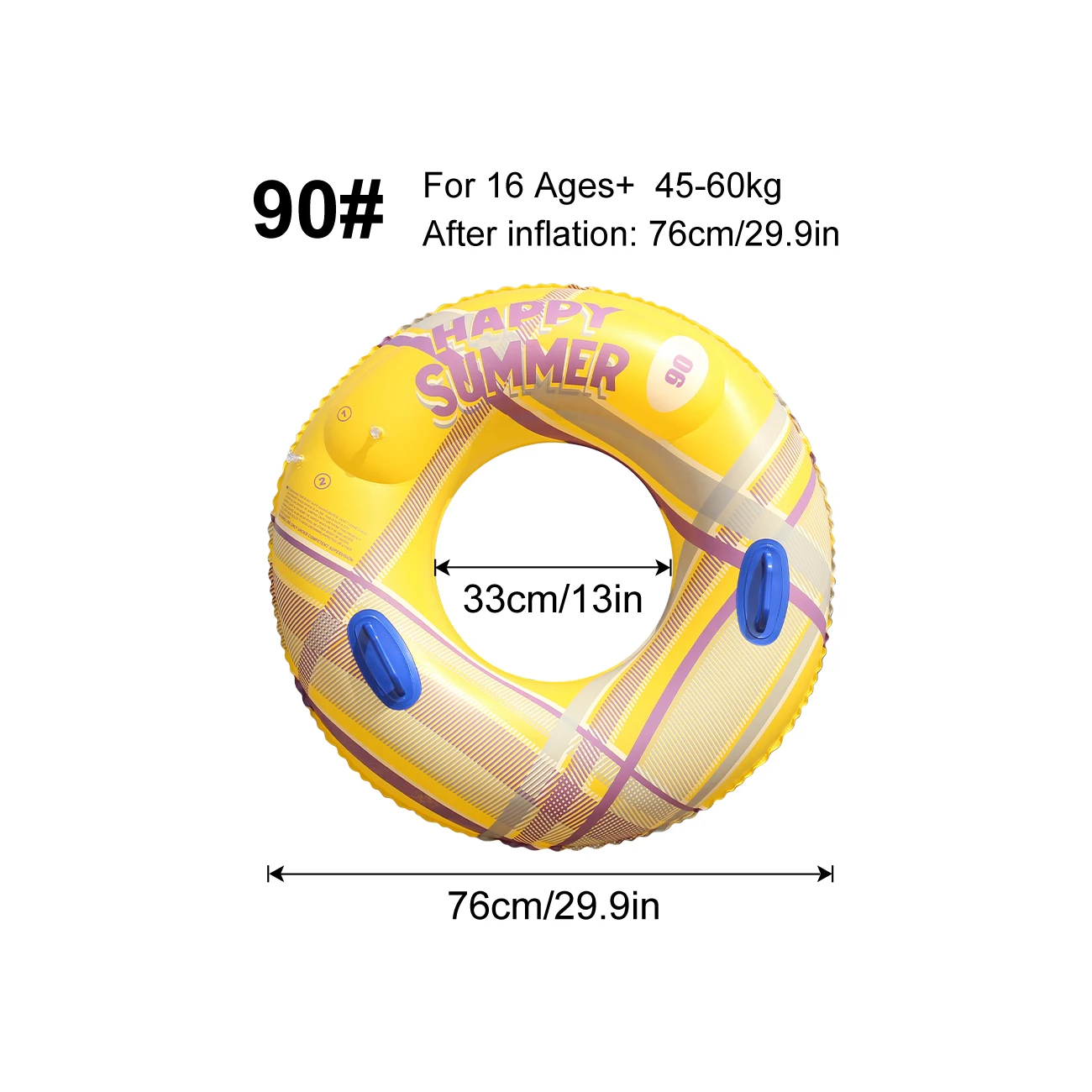 (número 90, Amarelo) 1 Boia Inflável Para Piscina, Boia Circular, Boia De Natação, Tubo De Flutuação Para Natação