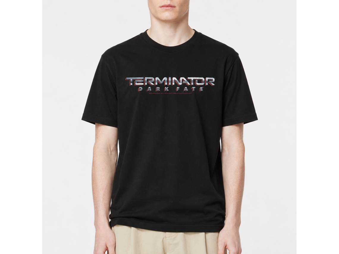 Rockinstone Terminator Dark Fate Dark Fate Chrome Logo Black Adult T-shirt Size:s