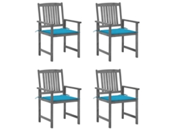 Vidaxl Cadeiras De Jardim Com Almofadões 4 Pcs Acácia Maciça Cinza