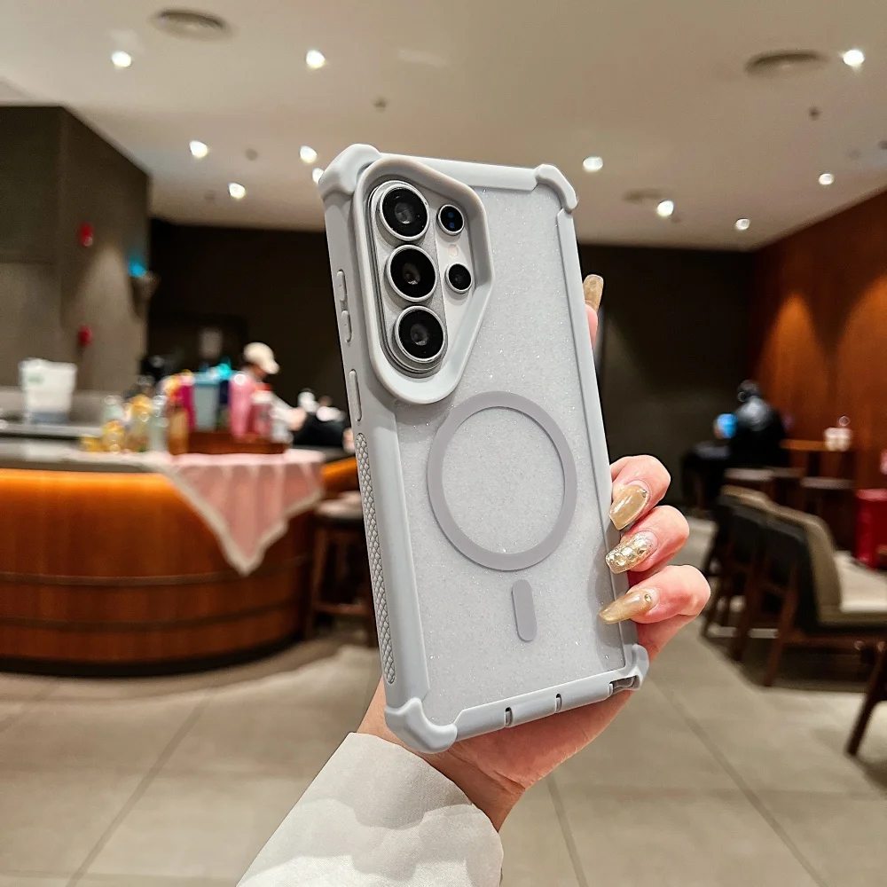 Capa Transparente Magnética Para Celular (galaxy S22 Ultra Cinza) Com Proteção Antichoque Por Airbag.