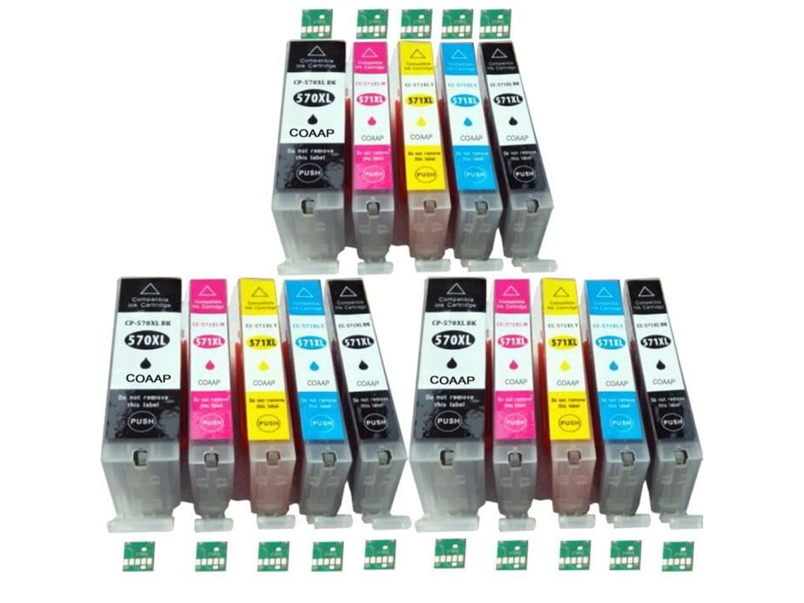 15 Cartuchos Xl Para Canon 570 571 Pixma Mg 5750 5751 5752 5753 6850 6851 6852 6853