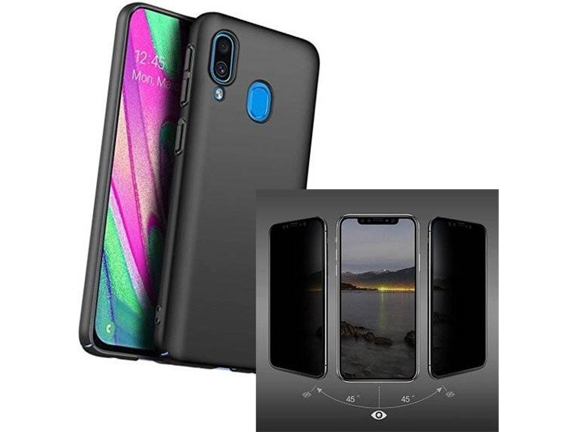 Kit Capa e Película 5D Anti-Spy Samsung Galaxy A40 SlimShield Preto