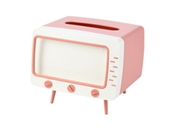 Caixa de Papel Higiênico Tv Retro com Suporte para Celular Rosa S/MARCA