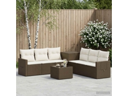 Vidaxl Conjunto De Sofás 8 Unid. Marrom E Branco Creme