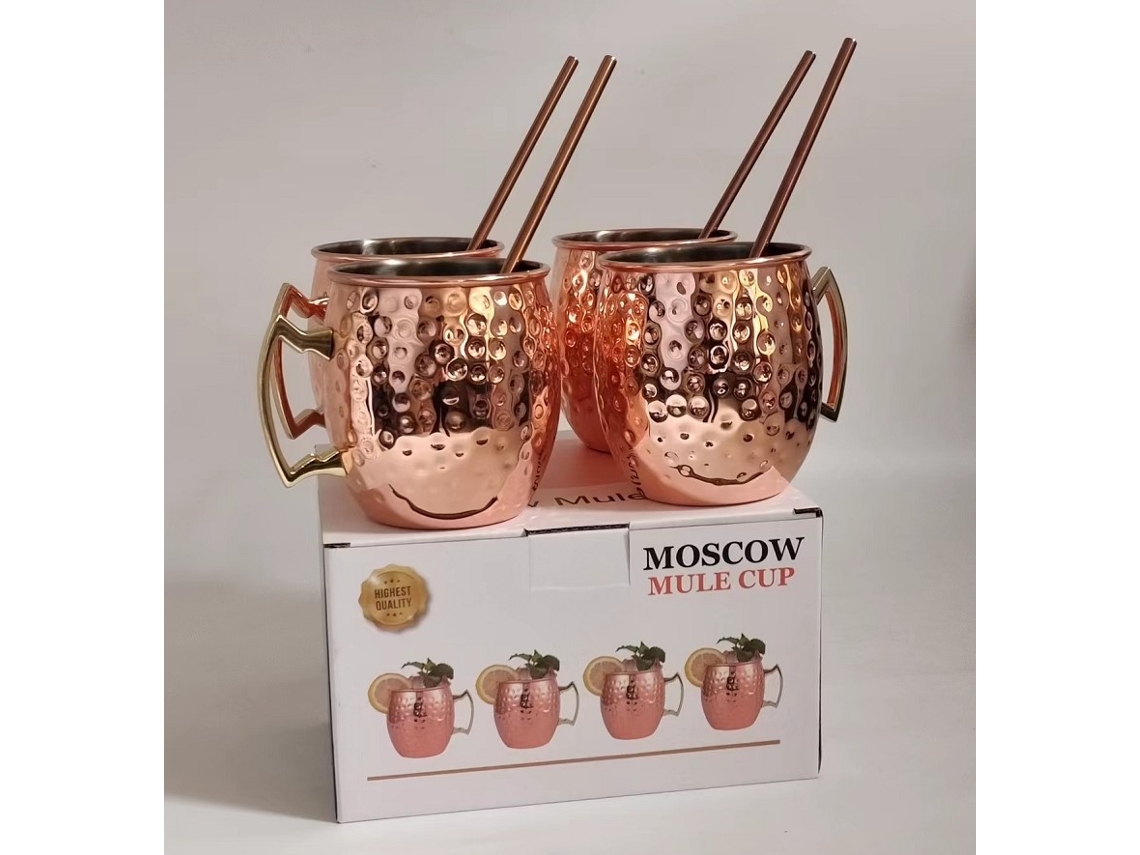 Conjunto De 4 Canecas Moscow Mule Banhadas A Cobre - Fs