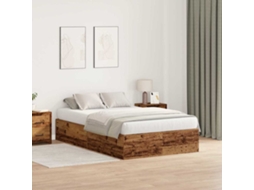 Vidaxl Estrado De Cama Com Arrumação Madeira Antiga 120 X 200 Cm