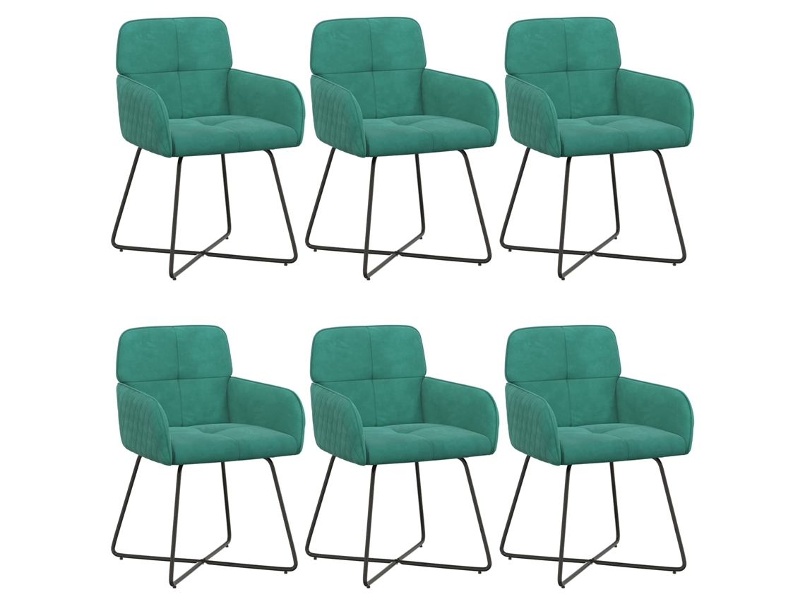 Conjunto 6 Cadeiras De Jantar Vidaxl Azul-turquesa Veludo (59 X 56,5 X 86 Cm)