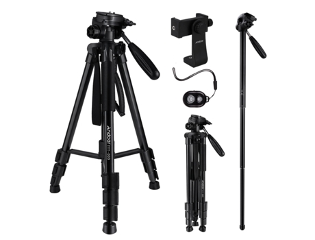 Ttt 03 Tripé Monopé Para Fotografia 2 Em 1, Suporte De Liga De Alumínio, Cabeça Giratória De 3 Vias, 163 Cm Andoer