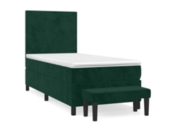 Cama com Molas/colchão 100x200 Cm Veludo Verde escuro MAISON EXCLUSIVE
