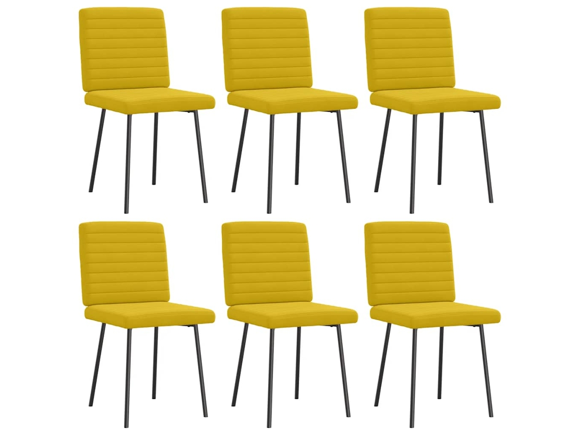 Vidaxl Cadeiras De Jantar 6 Pcs Veludo Amarelo