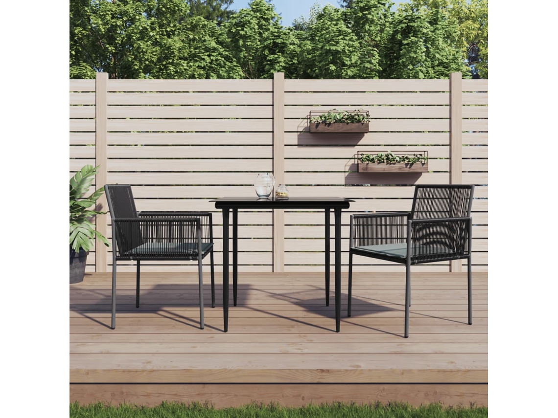 Cadeiras Jardim C/ Almofadões 2pcs 54x60,5x83,5cm Vime Pe Preto Dkd Home Decor