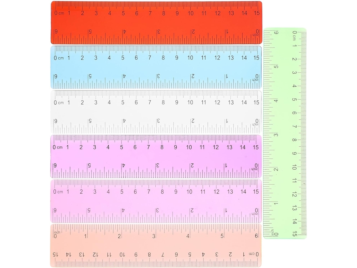 Kit com 14 réguas de plástico transparentes e coloridas, ferramenta de precisão para desenvolvimento de medicamentos, ideal para estudantes e profissionais.