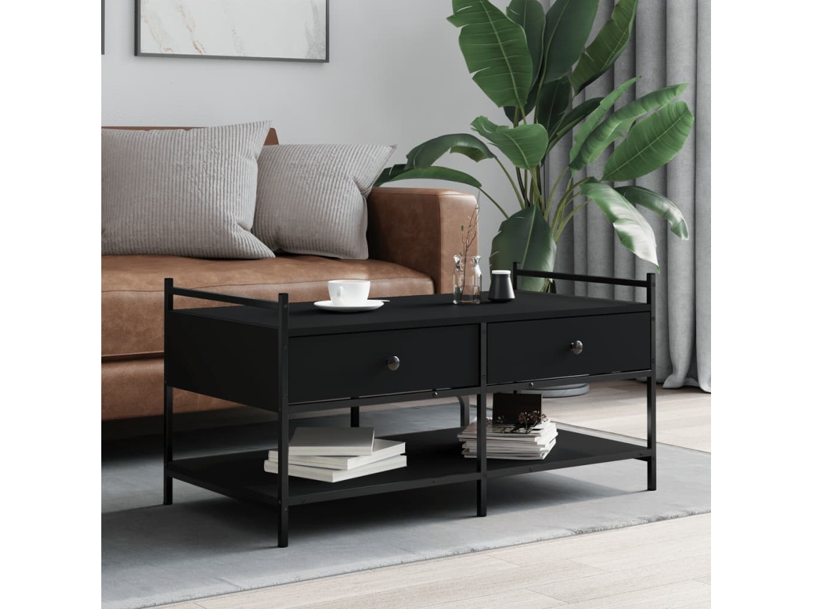 Vidaxl Mesa De Centro 99x50x50 Cm Derivados De Madeira Preto