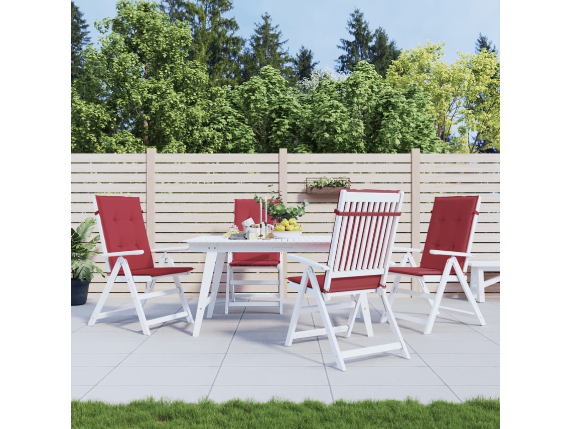 Vidaxl Almofadões P/ Cadeiras Altas Jardim 4 Pcs Tecido Vermelho Tinto