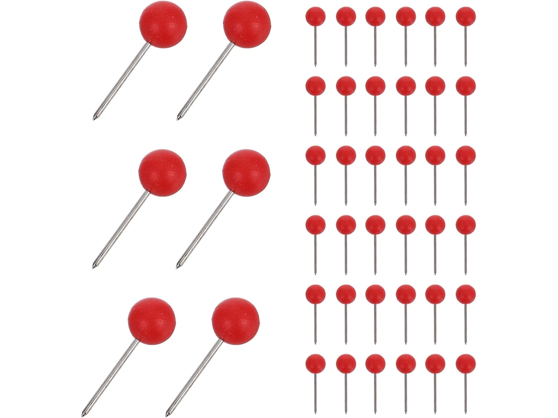 Conjunto De 300 Tachinhas Plástico E Aço Inoxidável Para Quadro Cortiça, Tachinhas Vermelhas Com Design Estético
