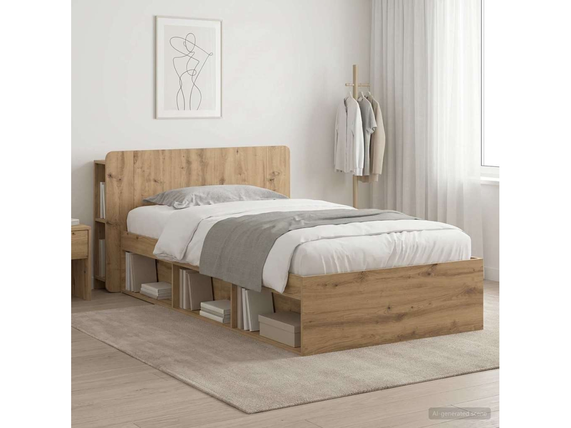 Vidaxl Estrutura De Cama Com Armazenamento Carvalho Arttisan