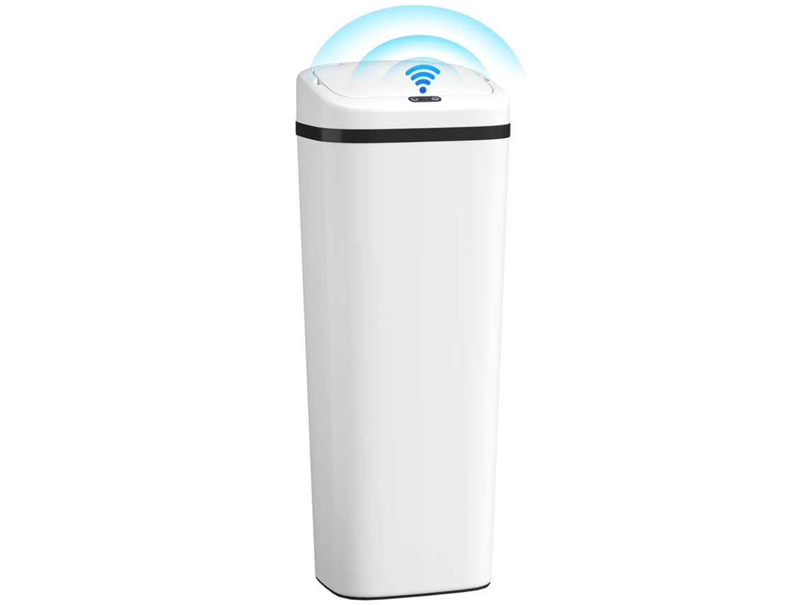 Balde De Lixo Automático 50l Estreito Aço Inoxidável Sensor Infravermelho Branco