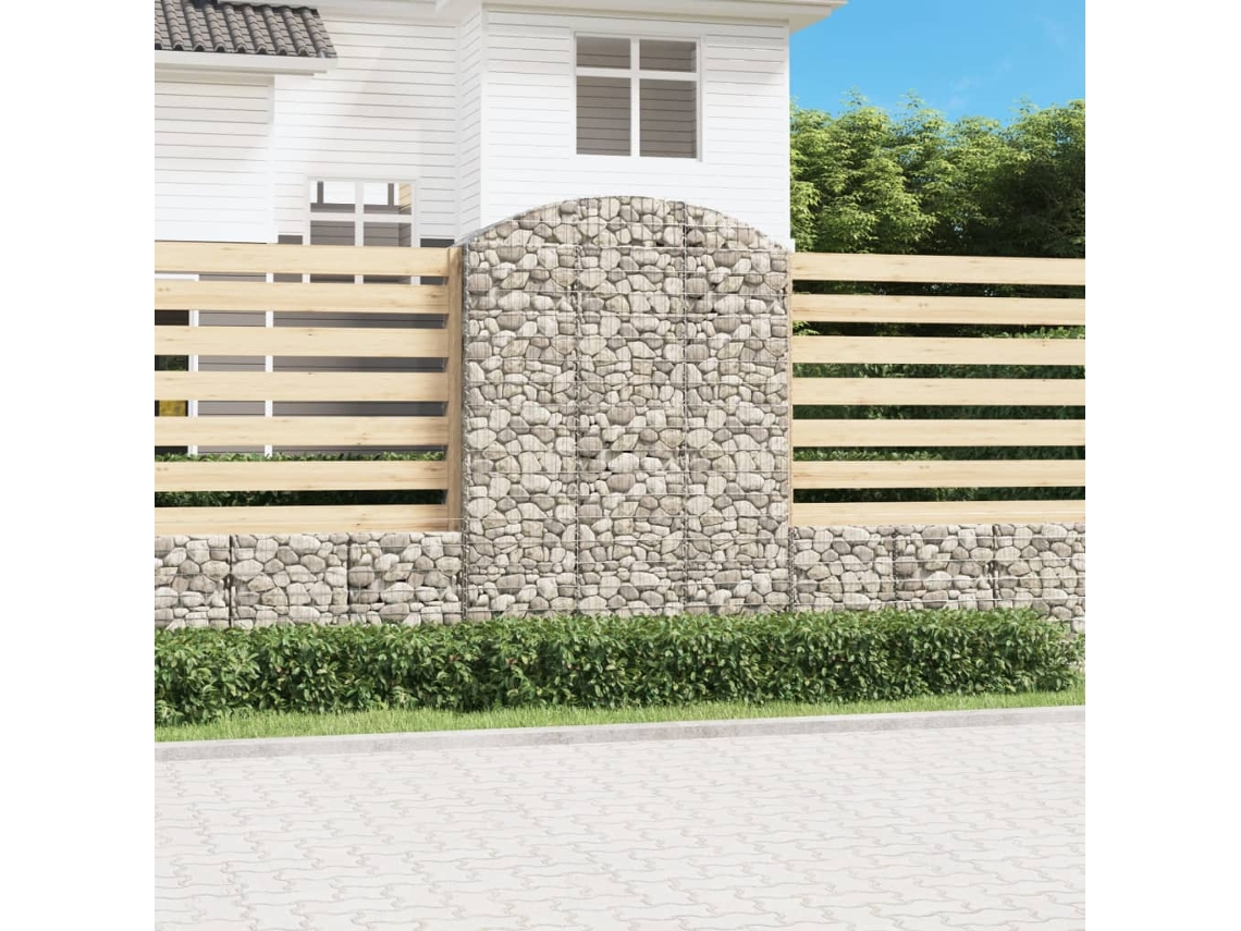 Vidaxl Cesto Gabião Arqueado 150x50x200/220 Cm Ferro Galvanizado