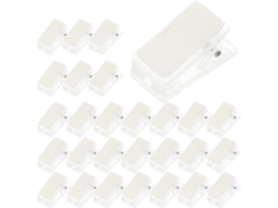 Pacote com 30 clipes autoadesivos pequenos e transparentes da Holibanna para cartões de documentos, em plástico resistente.
