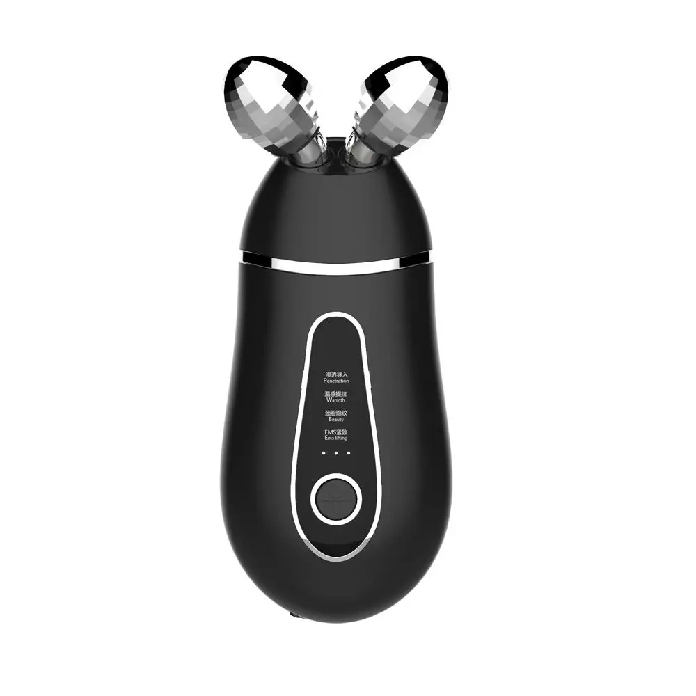 (preto) Massageador Facial Com Rolos Para Lifting