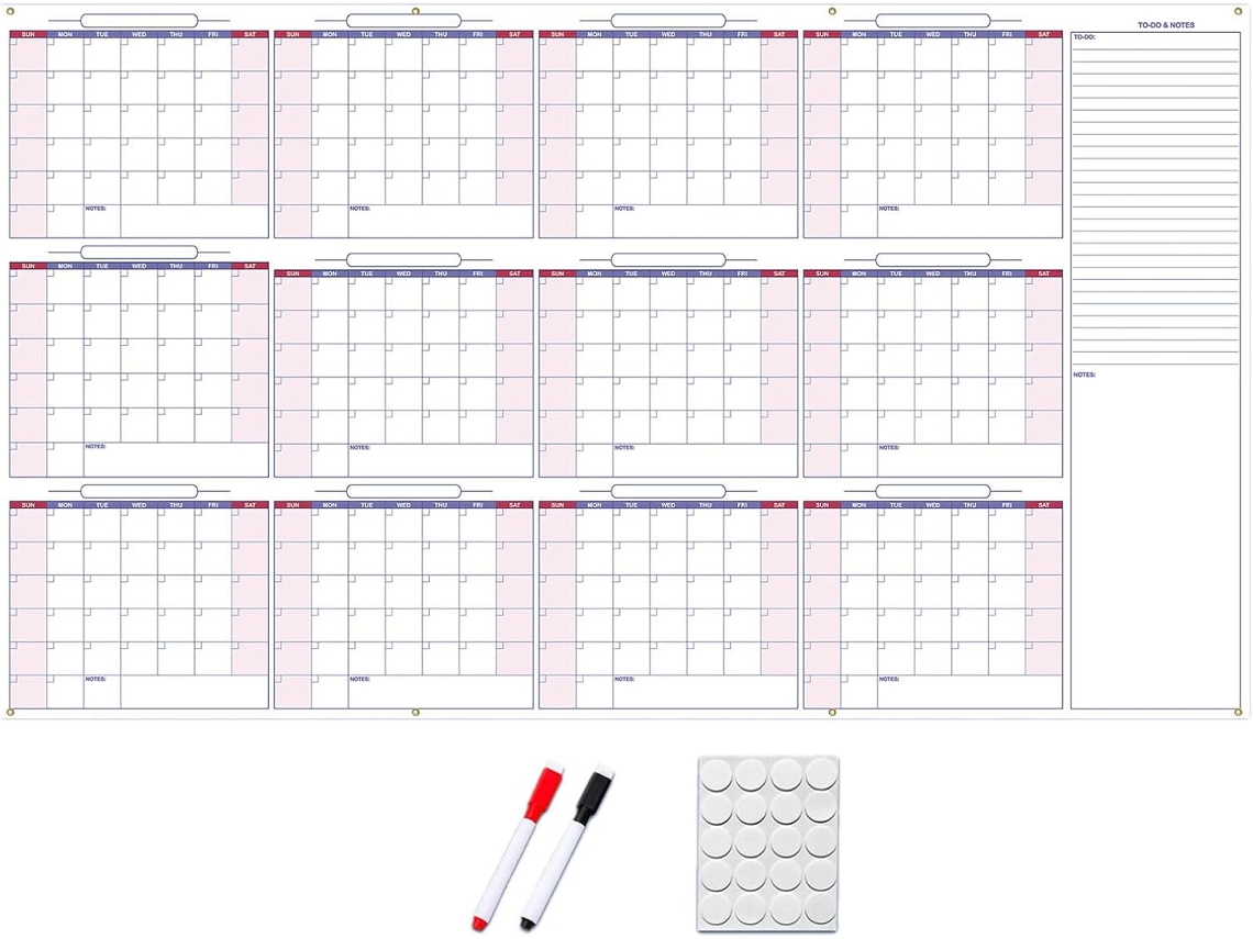 Calendário Doméstico Apagável Para O Ano De 2026, Sem Data, Organizador De Parede Apagável.