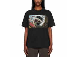 Rockinstone Jaws Movie Man Falling In Shark Mouth Black Adult T-shirt Size:xxl