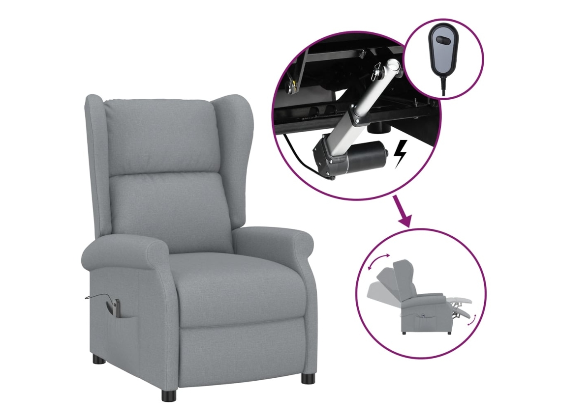 Electric Recliner Chair, Electric Recliner Chairs Vidaxl Cinzeto Tecido