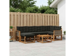 Vidaxl Conjunto De Sofás Para Exterior 7 Pcs Natural E Preto