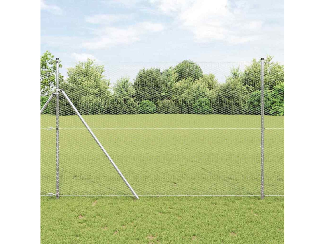 Vidaxl Cerca Hexagonal 1,5 X 10 M Aço Galvanizado Prateado